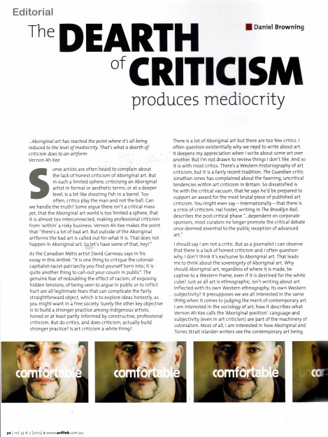 The Dearth of Criticism1